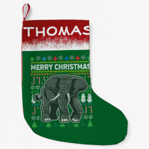 Elephant Ugly Christmas Sweater Wildlife Series Small Christmas Stocking