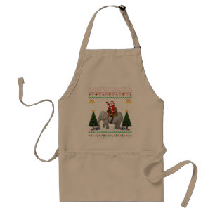 Elephant Ugly Xmas Gift Santa Riding Elephant Xmas Standard Apron
