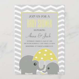 Elephant Umbrella Baby Shower Party Invitation