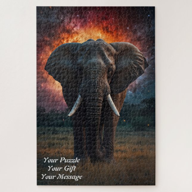 Elephant Under a Starry Sky Jigsaw Puzzle (Vertical)