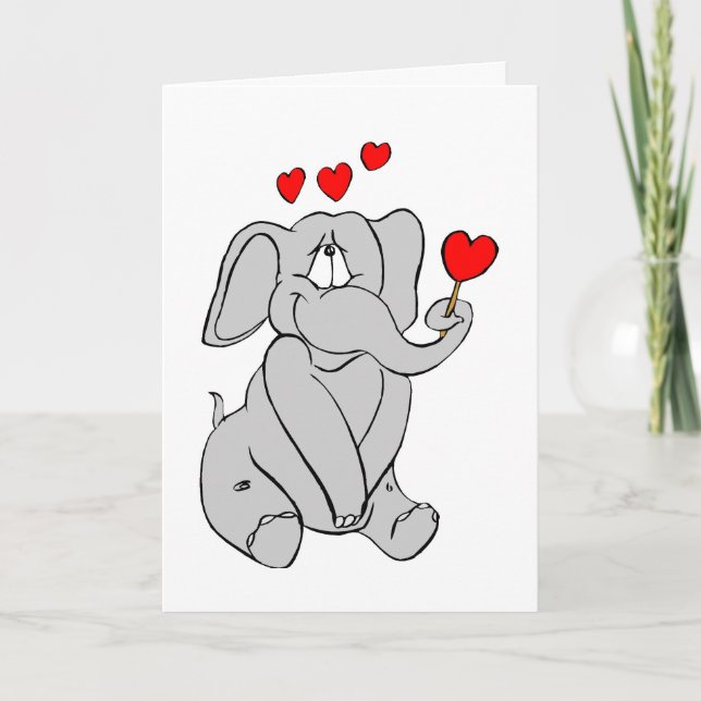 Elephant Valentine Holiday Card (Front)