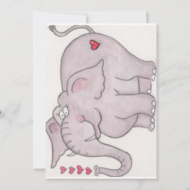 Elephant Valentine Holiday Card (Front)