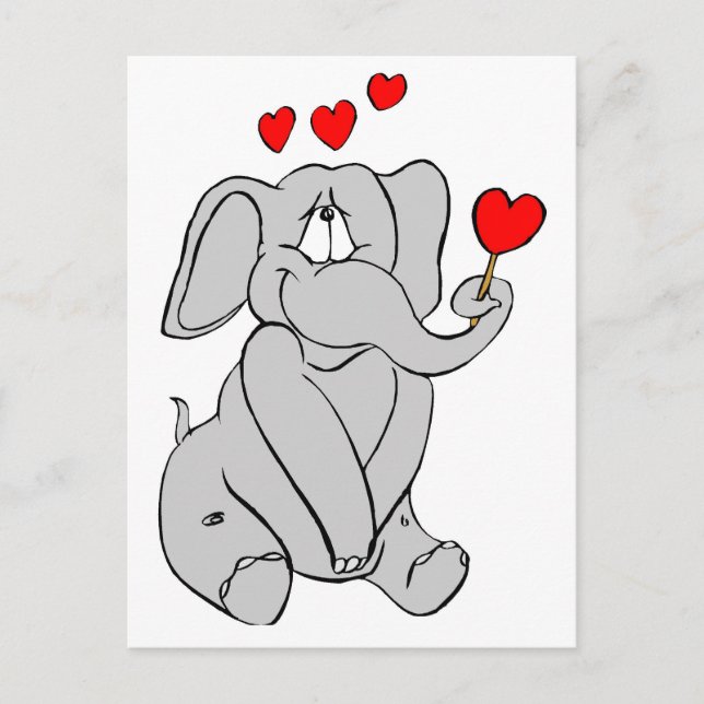 Elephant Valentine Postcard (Front)