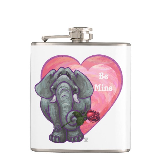 Elephant Valentine's Day Hip Flask (Front)