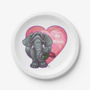 Elephant Valentine's Day Paper Plate