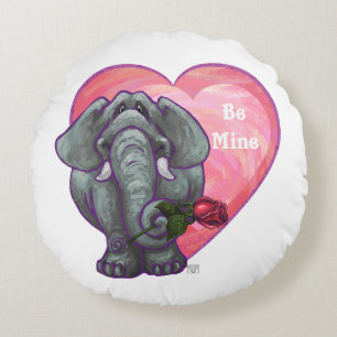 Elephant Valentine's Day Round Pillow