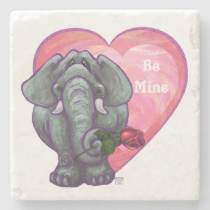 Elephant Valentine's Day Stone Coaster