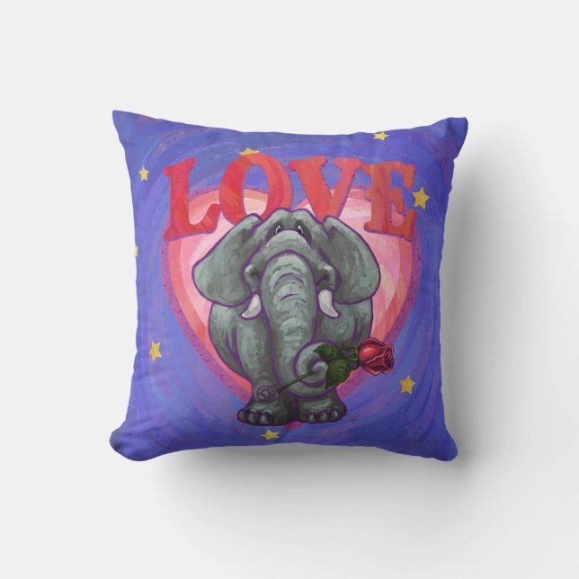 Elephant Valentine's Day Throw Pillow (Front)