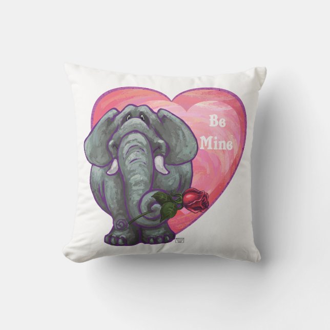 Elephant Valentine's Day Throw Pillow (Front)