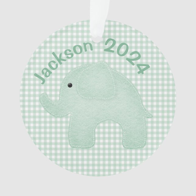 Eléphant Vert Plaid En vichy Nursery Personnalisé (devant)