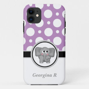 Eléphant violet & blanc Polka Dot iPhone 5 Coque