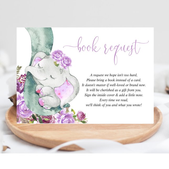 Eléphant violet livre floral au lieu de carte (Créateur téléchargé)
