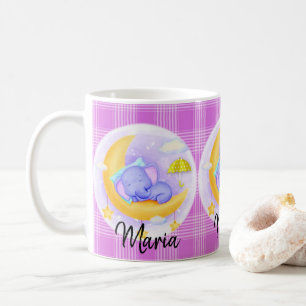 Eléphant Violet Mauve Plaid Mug
