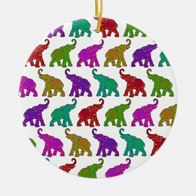 Elephant Walk pattern tiles design Ceramic Ornament (Front)
