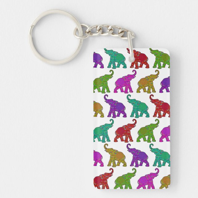 Elephant Walk pattern tiles design Keychain (Front)
