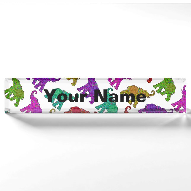 Elephant Walk pattern tiles design Nameplate (Front)
