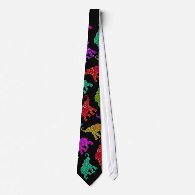 Elephant Walk pattern tiles design Tie (Front)