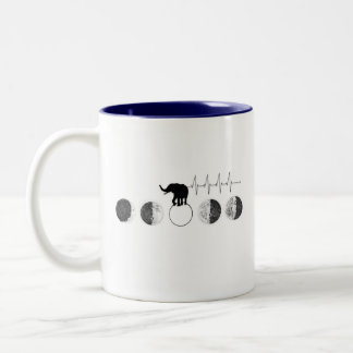 Elephant Walking Through Moon Phases Heartbeat Two-Tone Coffee Mug