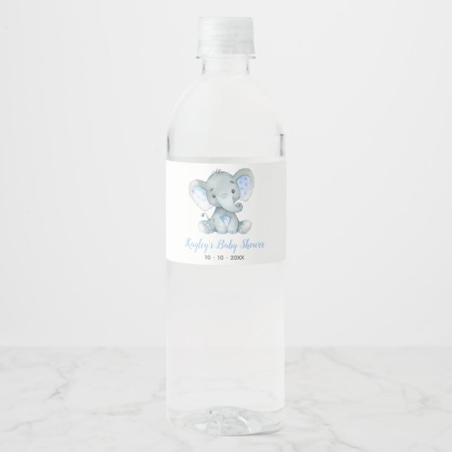 Elephant Water Bottle Labels (Personalized) (Front)