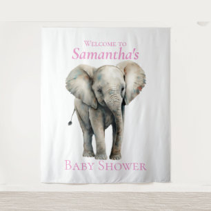 Elephant Watercolor Baby Shower backdrop Tapestry