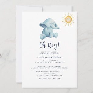 Elephant Watercolor Sunshine Baby Shower Invitation