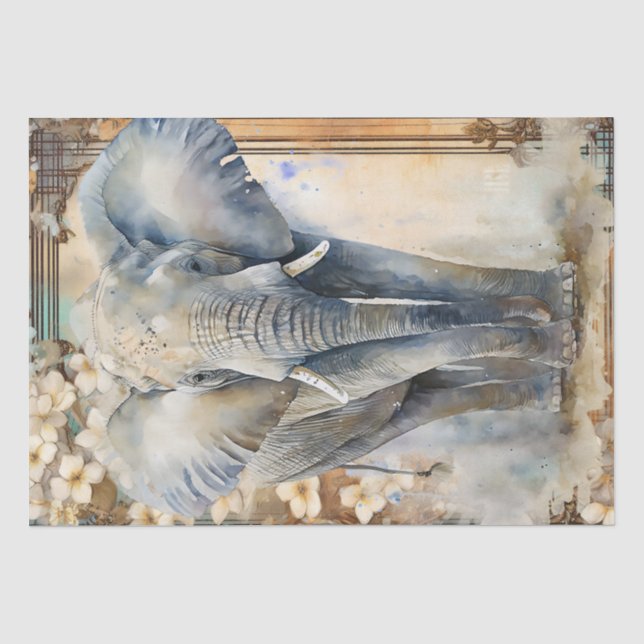 Elephant Watercolor Tissue Paper (Front)