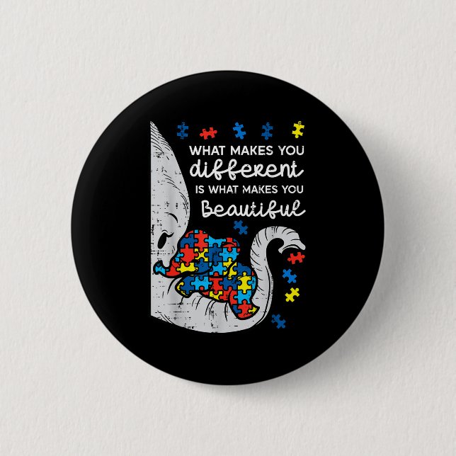 Elephant What Makes You Different Autism Awareness 2 Inch Round Button (Front)