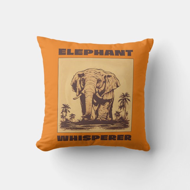 Elephant Whisperer Throw Pillow (Front)