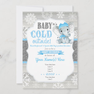 Elephant Winter Invitation for Boy Baby Shower