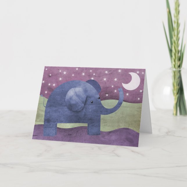 Elephant wishes upon a star - greeting card (Front)