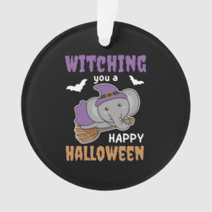 Elephant Witch Witches Witching You A Happy Ornament