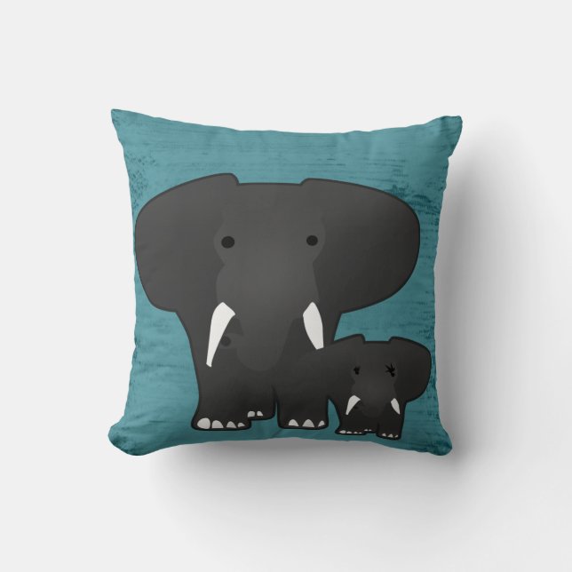 Elephant with a baby throw pillow (Front)
