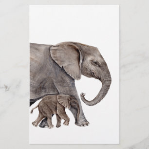 Elephant with Baby Elephant Stationery