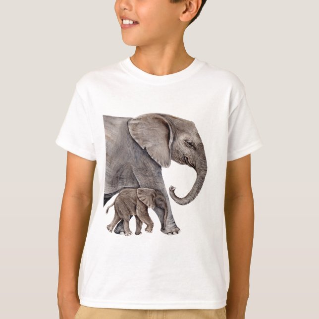 Elephant with Baby Elephant T-Shirt (Front)