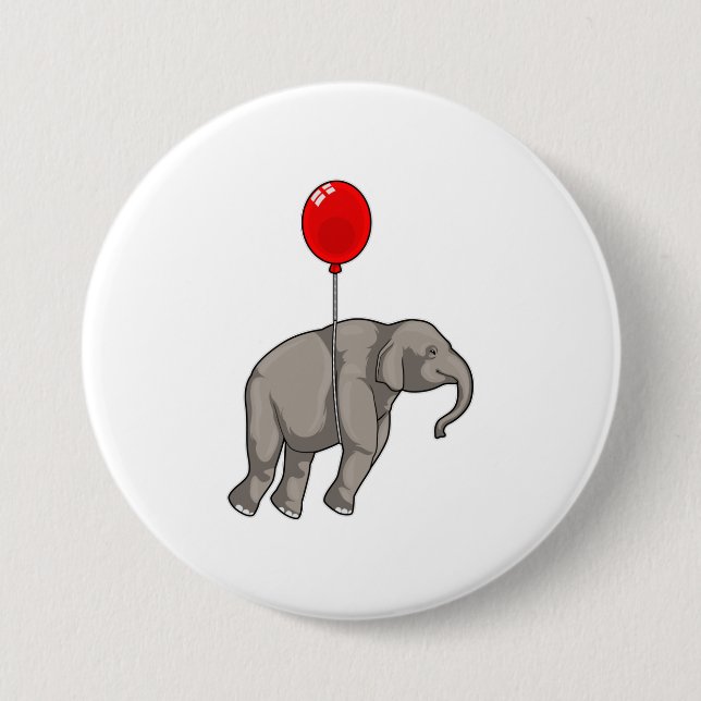 Elephant with Balloon 3 Inch Round Button (Front)