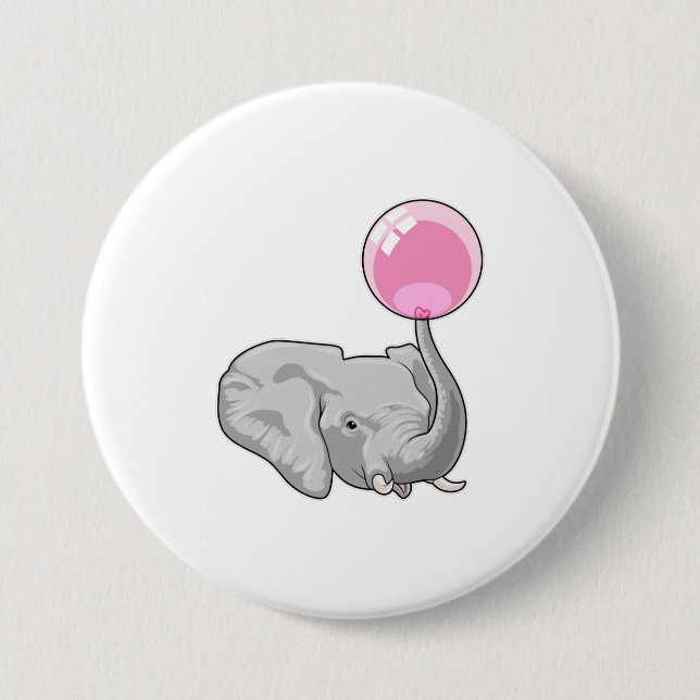 Elephant with Balloon 3 Inch Round Button (Front)