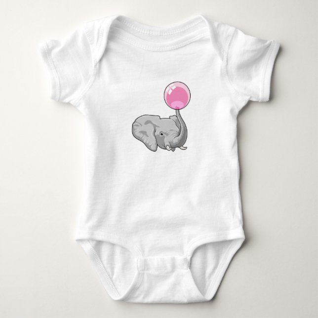 Elephant with Balloon Baby Bodysuit (Front)