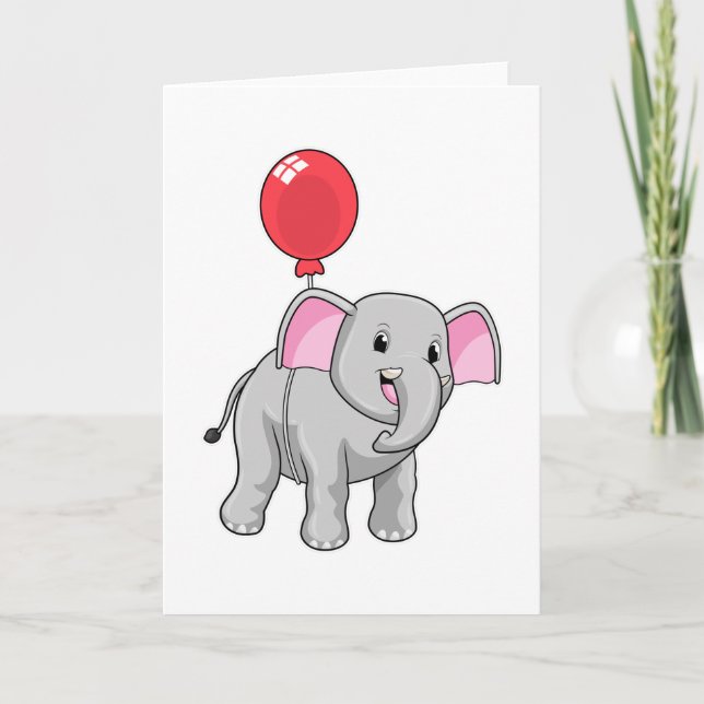 Elephant with Balloon Card (Front)