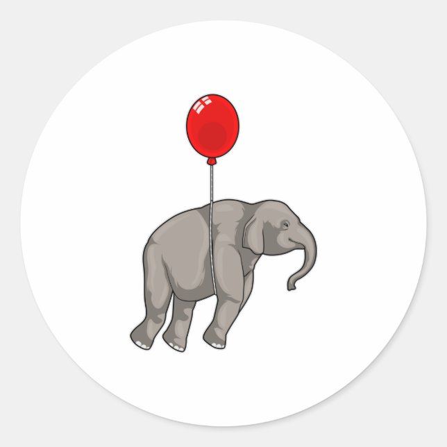 Elephant with Balloon Classic Round Sticker (Front)