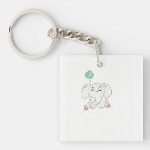 Elephant with Balloon  Keychain