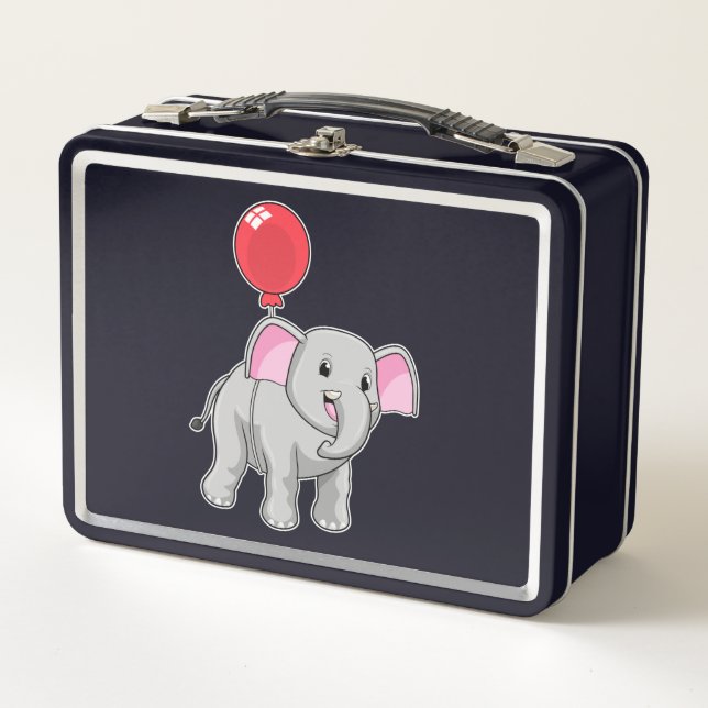 Elephant with Balloon Metal Lunch Box (Front)