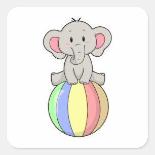 Elephant with Balloon Square Sticker