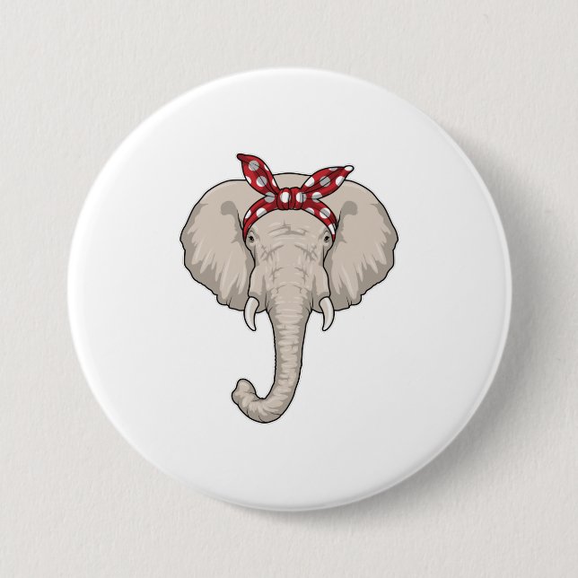 Elephant with Bandana 3 Inch Round Button (Front)