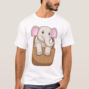 Elephant with Basket T-Shirt