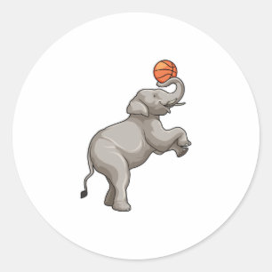 Elephant with Basketball Classic Round Sticker