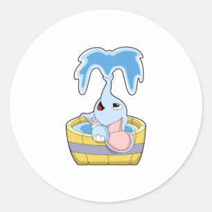 Elephant with Bathtub full of Water Classic Round Sticker