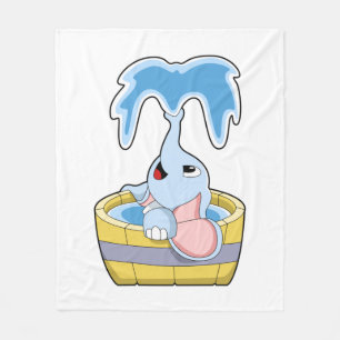 Elephant with Bathtub full of Water Fleece Blanket