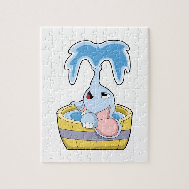 Elephant with Bathtub full of Water Jigsaw Puzzle (Vertical)