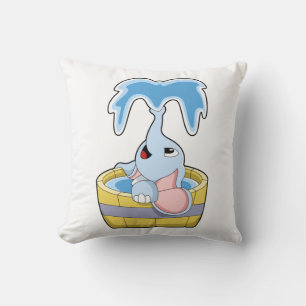 Elephant with Bathtub full of Water Throw Pillow