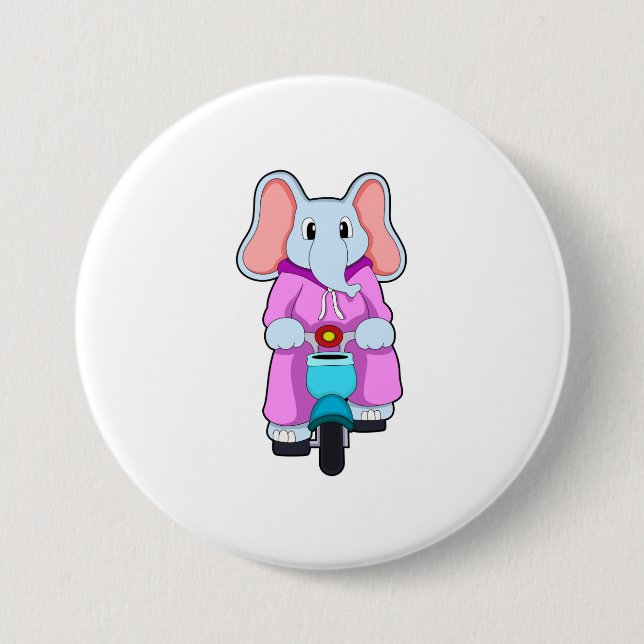 Elephant with Bicycle 3 Inch Round Button (Front)